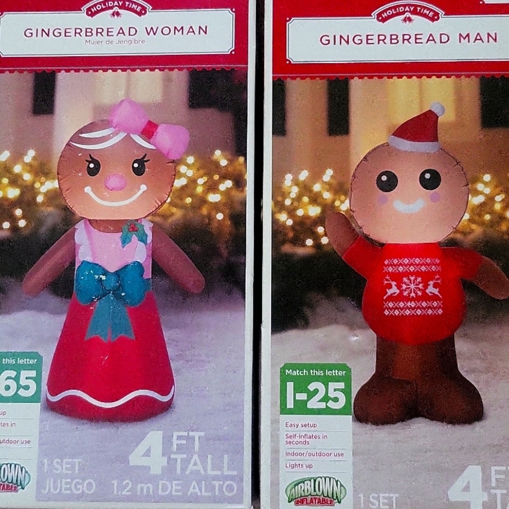 Gingerbread Man and Woman Airblown Inflatable